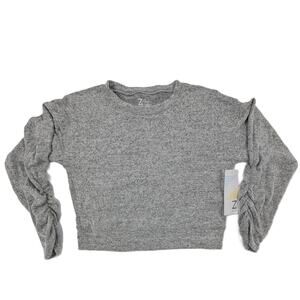 Zella Grey Ruched Long Sleeved Tunic Top Girls Small - 7/8